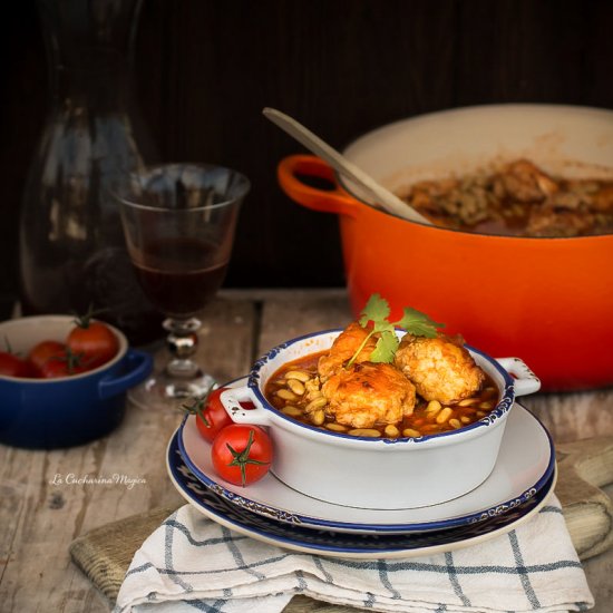 Beans with cod meatballs