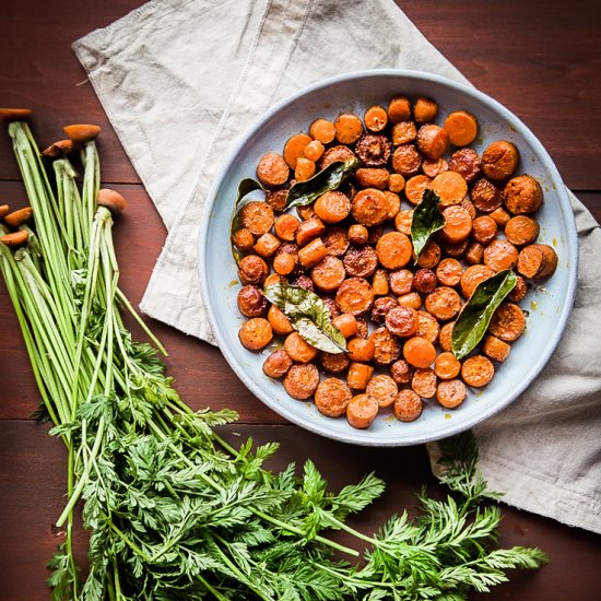 Pot-sticker Carrots with Bay Leaves