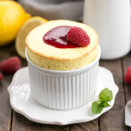 Raspberry Topped Lemon Souffles