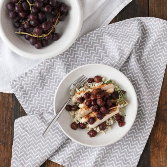 chicken and rice w. roasted grapes