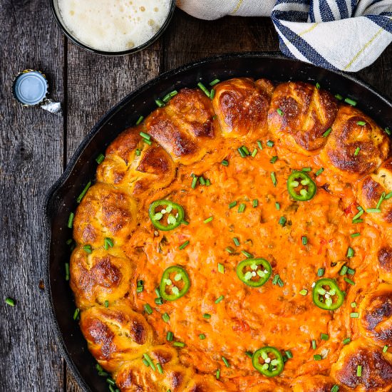 Cheesy Taco Dip w/ Garlic Pretzels