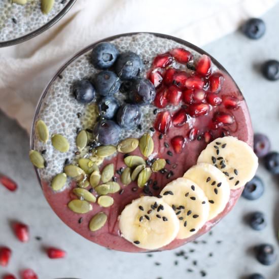 Acai Chia Pudding Smoothie Bowls