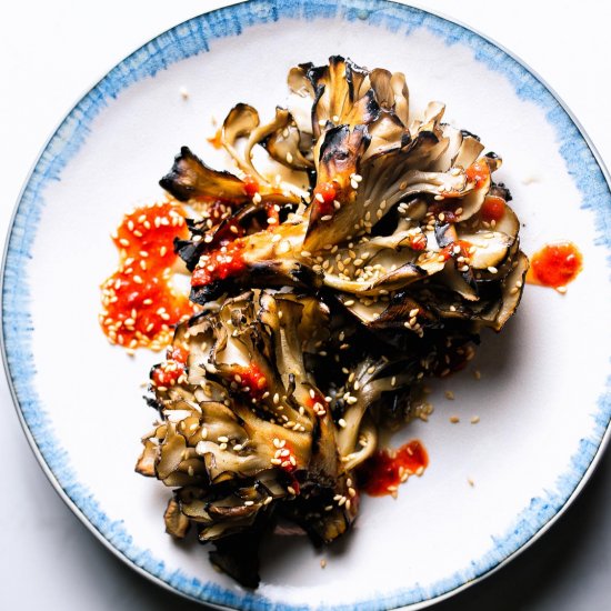 Grilled Sesame & Harissa Mushrooms