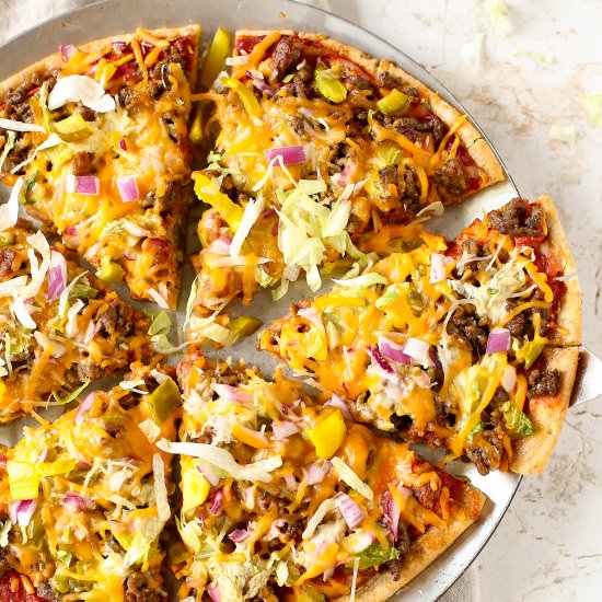 Hamburger and Dill Pickle Pizza