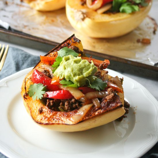 Beef Fajita Spaghetti Squash Boats