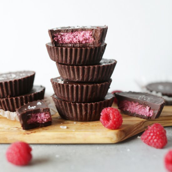 Chocolate raspberry coconut cups