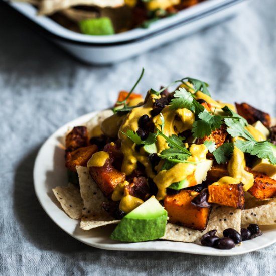 Vegan Butternut Black Bean Nachos