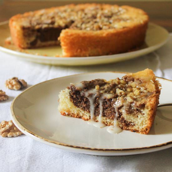 Walnut Marble Cake with Yogurt Drizzle