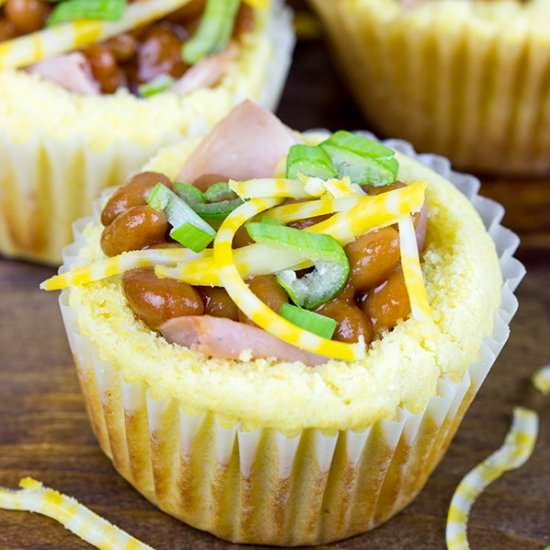 Ham & Baked Beans in Cornbread Bowl