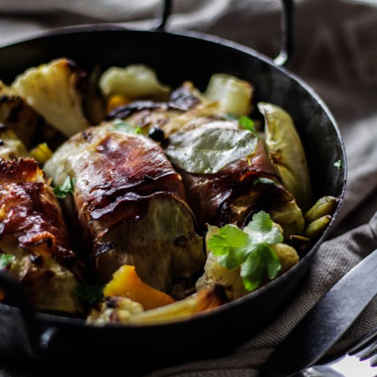 Cabbage Roulades & Winter Veggies