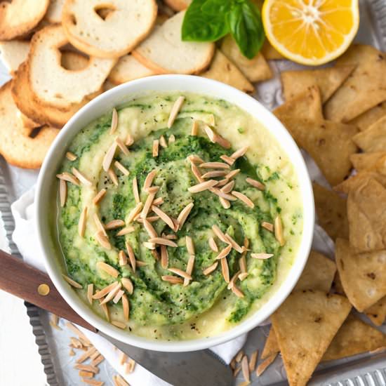 Creamy Cauliflower Pesto Dip