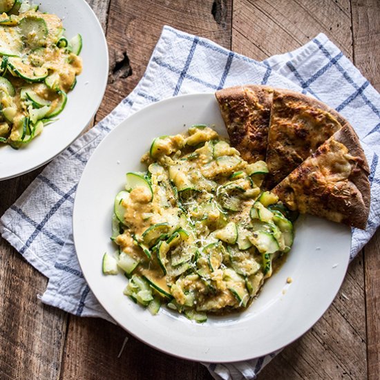 White Bean Creamy Alfredo with Zucchini