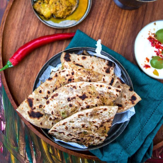 Cabbage Peas Stuffed Paratha