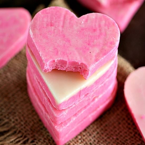 Pink White Chocolate Fudge