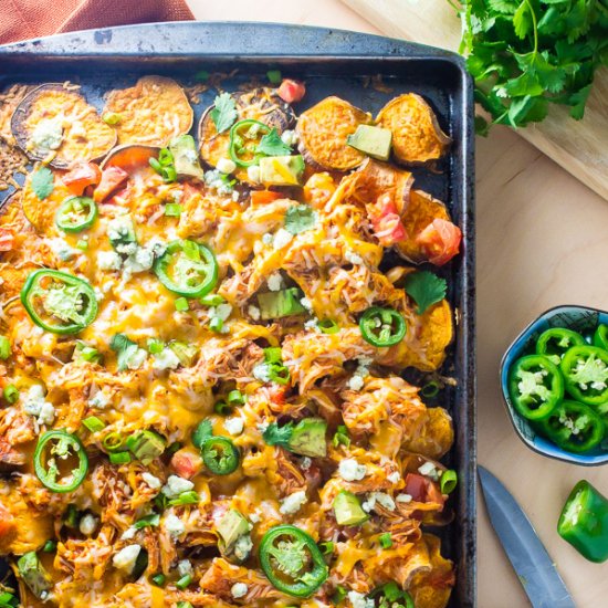 Buffalo Sweet Potato Nachos