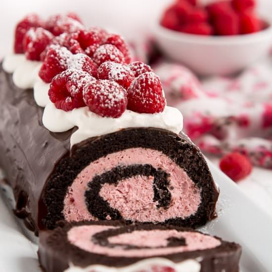 Raspberry Chocolate Swiss Roll