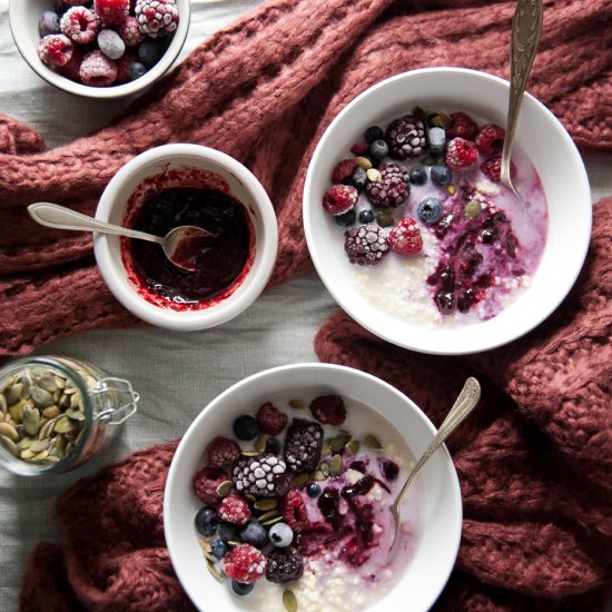 Millet Porridge with Blueberry Jam