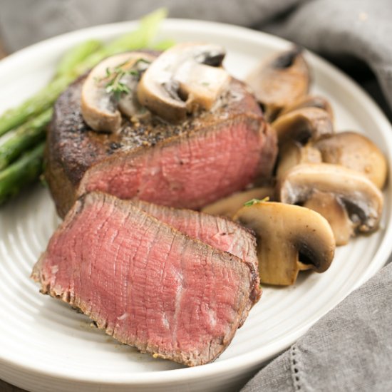 Mushroom Topped Pepper Steak