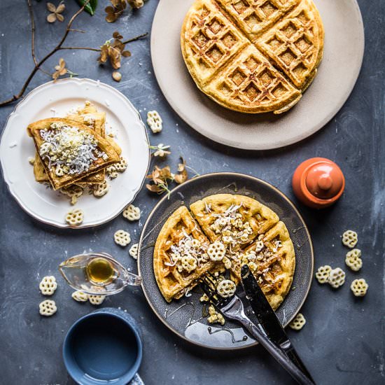 Coconut Cereal Belgian Waffles