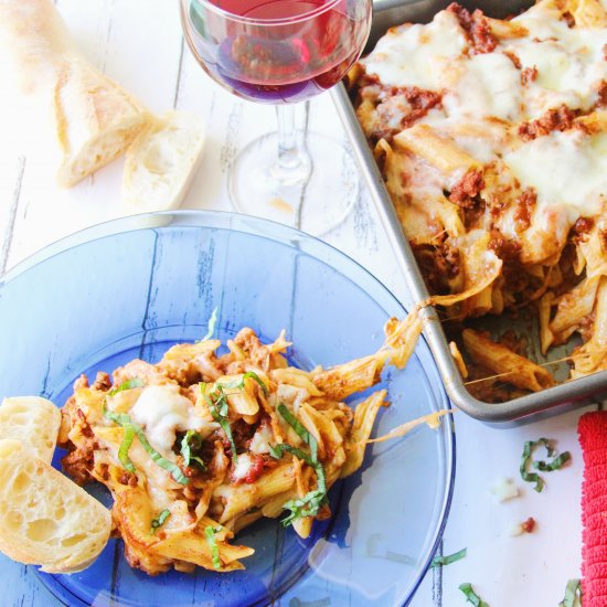 Bake Penne w/ Red Wine Bolognese