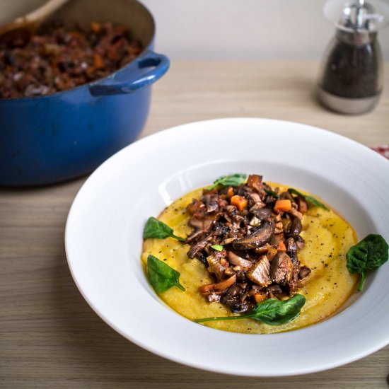 Mushroom Ragu w/ Creamy Polenta