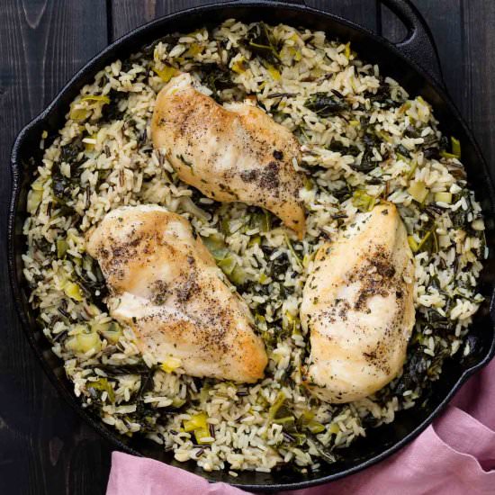 Skillet Chicken and Rice with Leeks