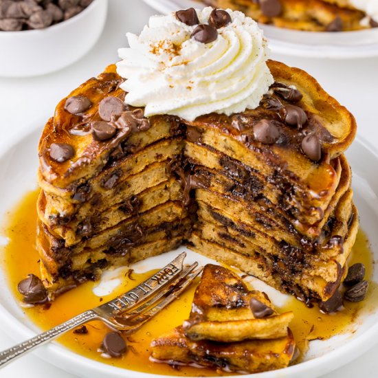 Fluffy Chocolate Chip Pancakes