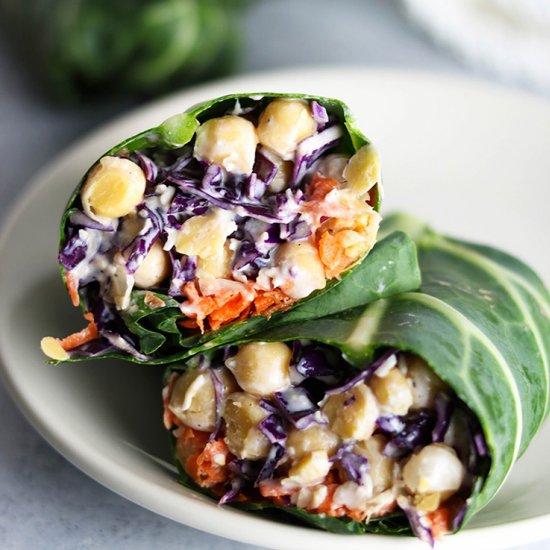 Chickpea Caesar Collard Wraps