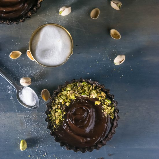 Dark Chocolate Pistachio Tarts