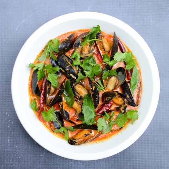 Mussels in Red Coconut Curry