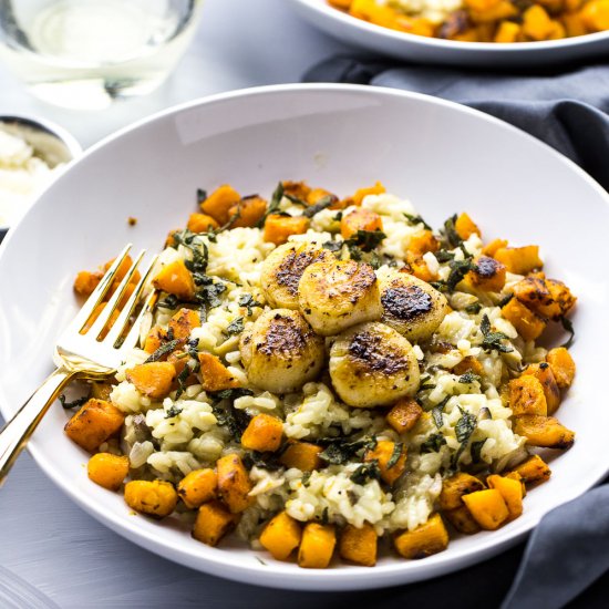 Seared Scallops & Butternut Risotto