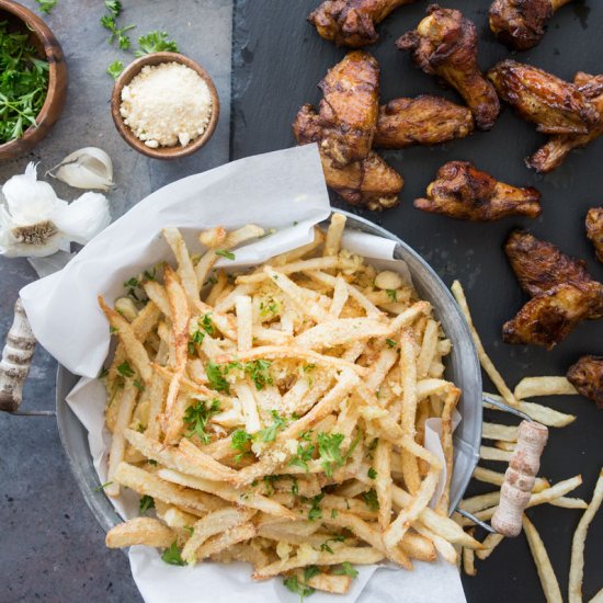 Wings & Parmesan Garlic Fries