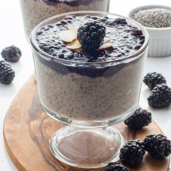 Banana Chia Pudding with Blackberry Top