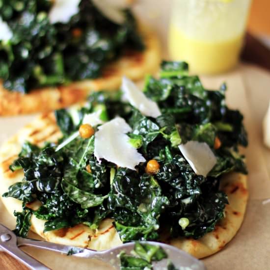 Naan with Hummus and Caesar Kale