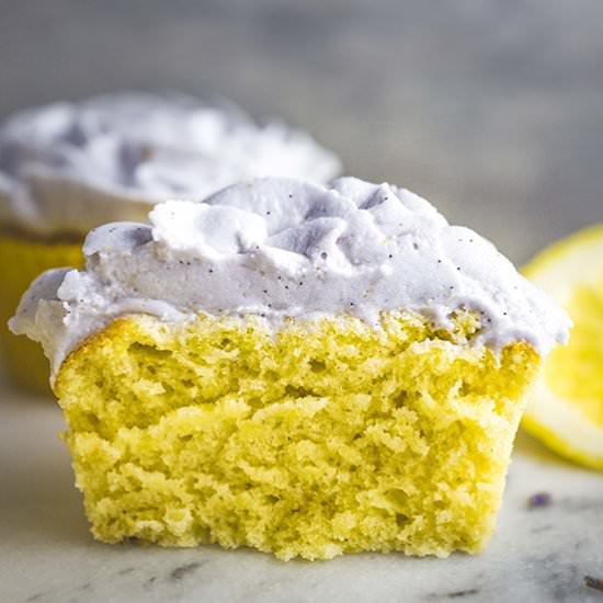 Lemon cupcakes & lavender frosting