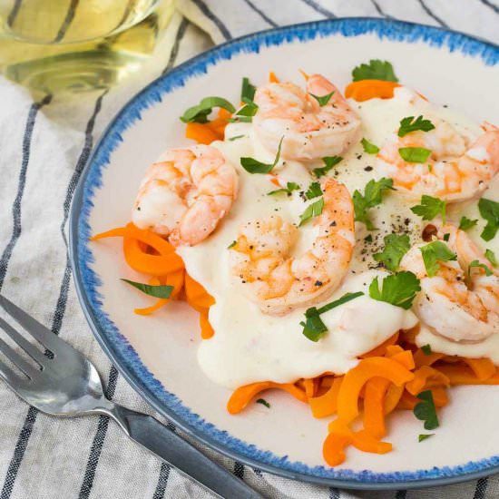 Shrimp Alfredo w/ Carrot Noodles