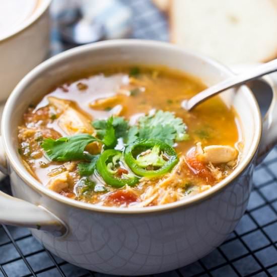 Slow Cooker Tomatillo Chicken Soup