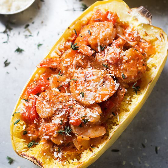 Stuffed Spaghetti Squash &Shrimp