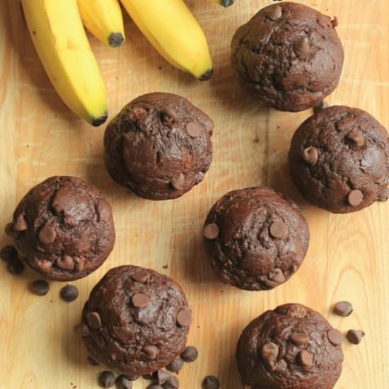 Double Chocolate Banana Muffins