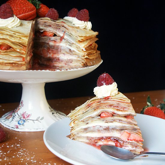 Strawberries & Cream Crepes Cake