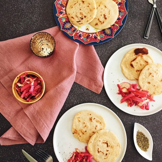 Cheese Pupusas with Pickled Cabbage