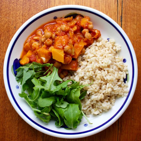 Chickpea, Peach, Pumpkin Curry