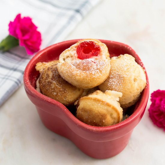 Cherry Stuffed Pancake Bites