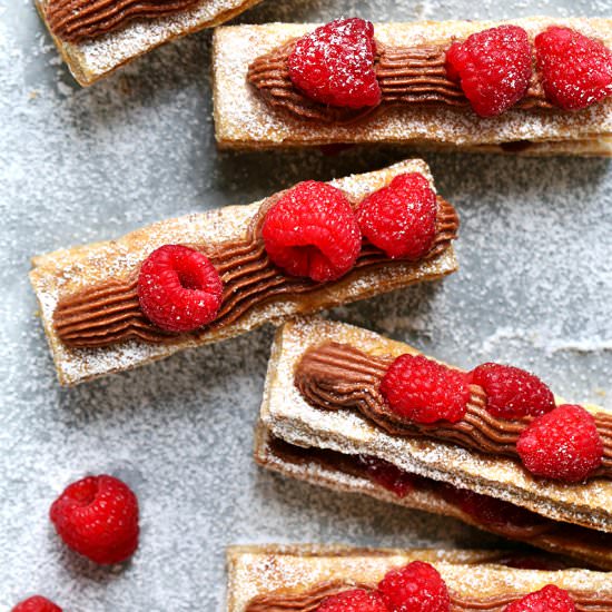 Raspberry Chocolate Cream Napoleons