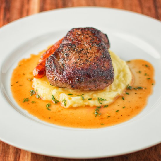 Steak with Truffled Mashed Potatoes