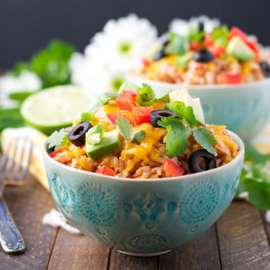 4-Minute Chicken Taco Rice Bowls