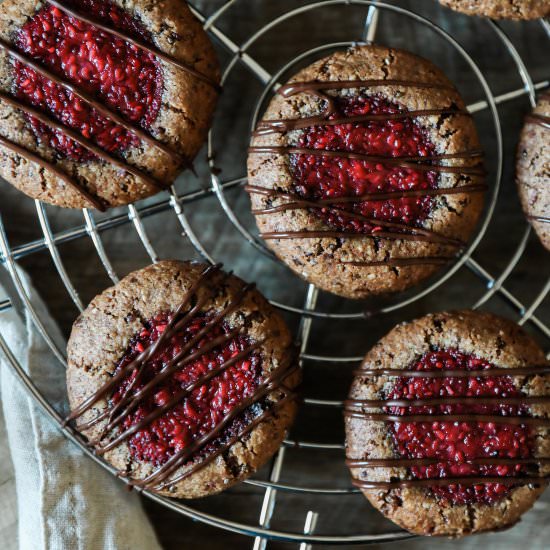 Cacao Raspberry Thumbprint Cookies