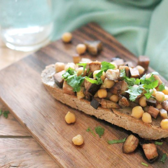 Aubergine & Chickpea Tartines