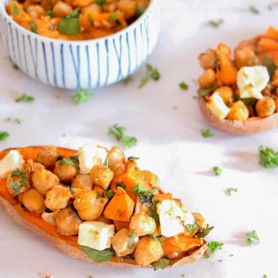 Moroccan Stuffed Sweet Potato Skins