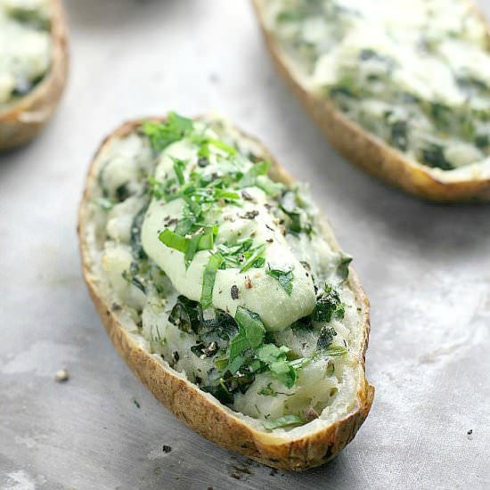 Twice Baked Broccoli Kale Potatoes